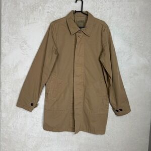 Lucky Brand Womens Tan Khaki Cotton Utility Trench Coat Jacket Small Minimalist